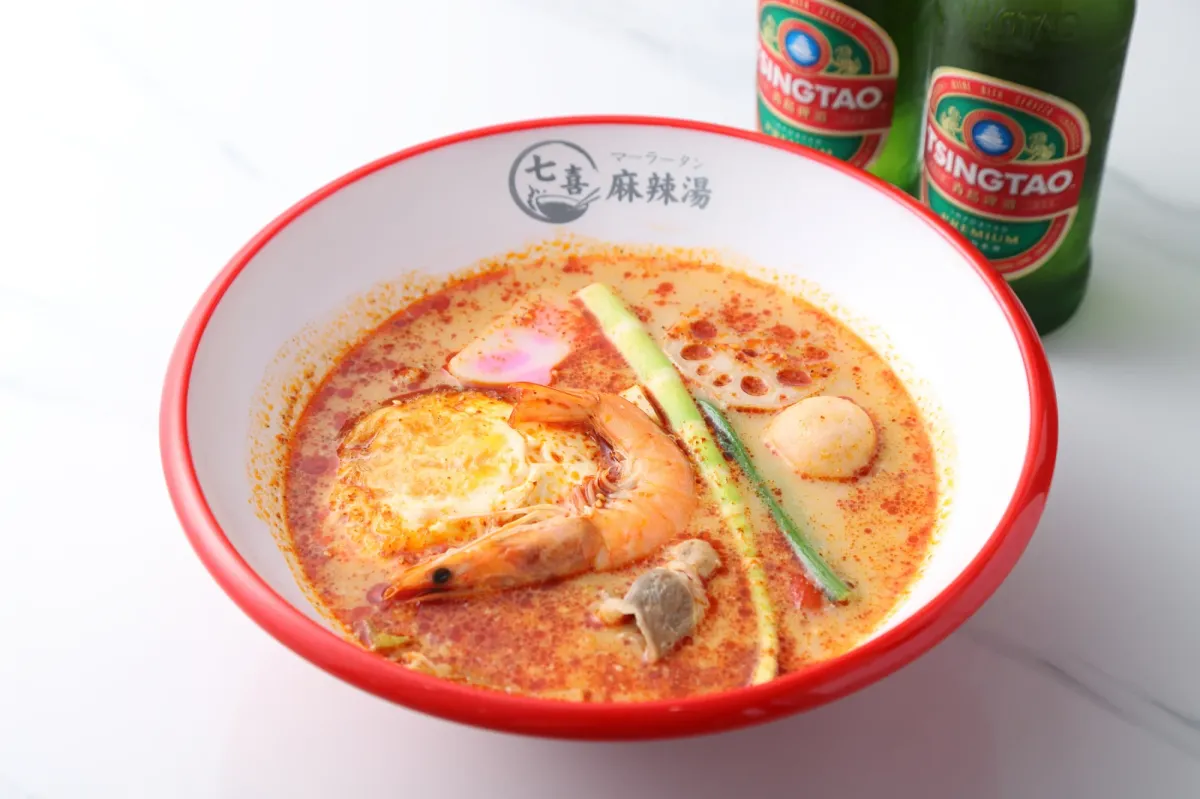 麻辣湯と青島ビール