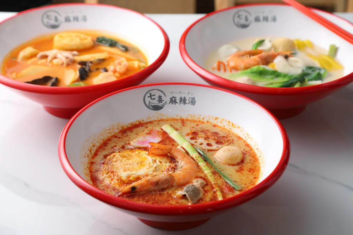 スープの異なる3種類の麻辣湯